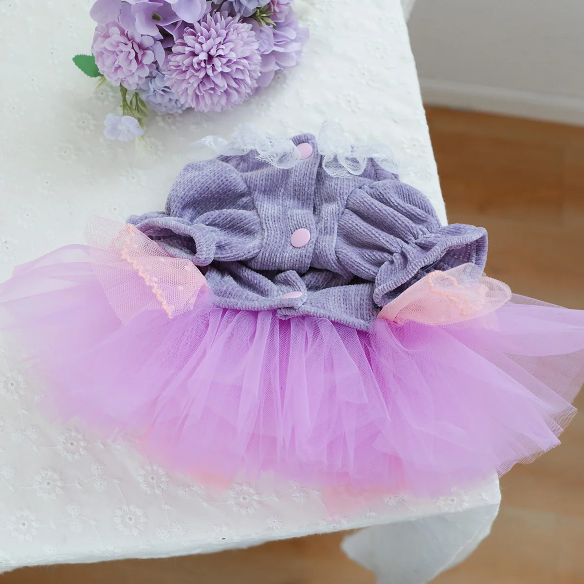 1PC Pet Clothing Dog Cat Spring and Autumn Purple Wedding Dress Princess Dress Suitable for Small and Medium sized Dogs