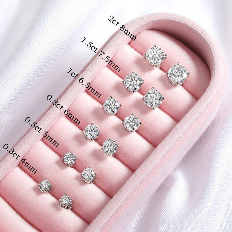 QIBAOKU 0.1-3CT Test Passed Moissanite Studs Earrings for Men Women S925 Silver Platinum Plated Bride Wedding Lab Diamond 2026 4