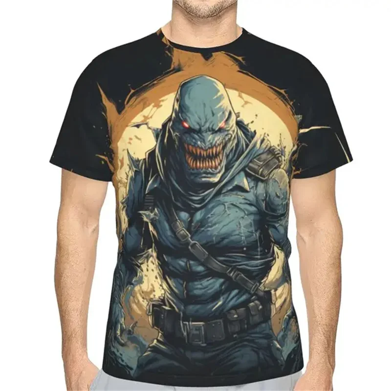 T-shirt imprimé animal à motif de requin pour hommes, vêtements confortables, respirant, col rond, cool, décontracté, séchage rapide