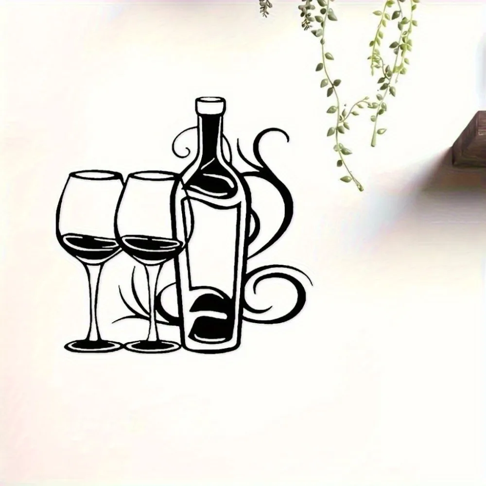 

Rustproof Wine Themed Black Iron Bottle Metal Wall Art Customizable Stylish Hanging Ornament For Home Interior Decor