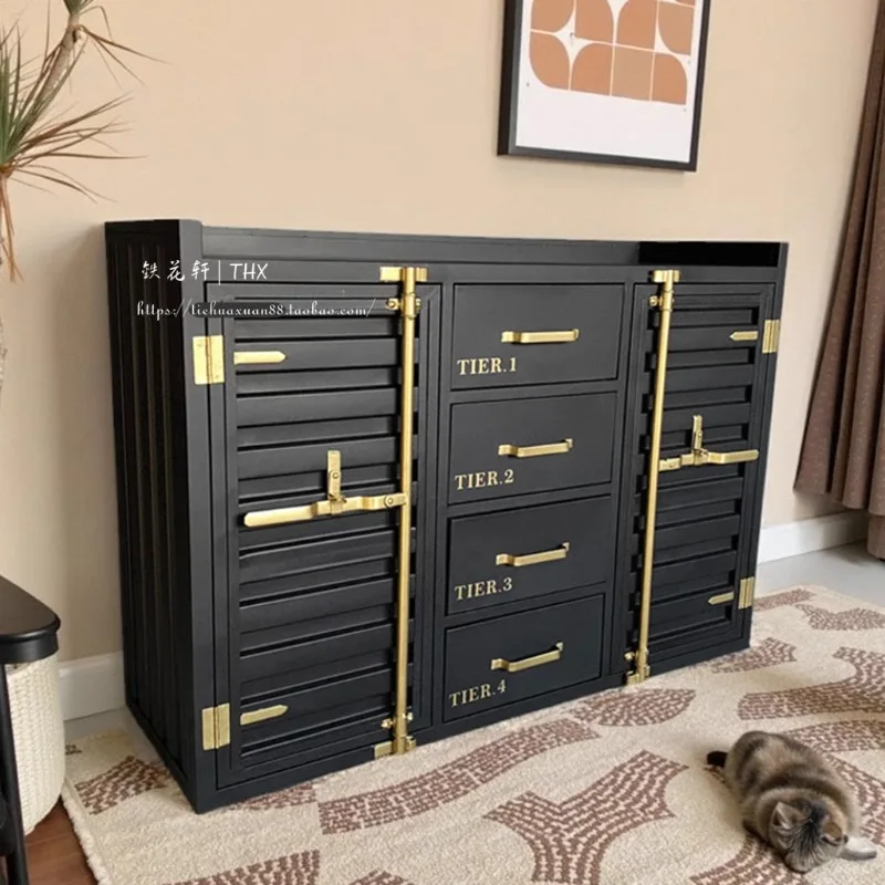 Industrial style dining side cabinet, pantry cabinet, tea cabinet, restaurant, hotel container, wrought iron locker, commercial