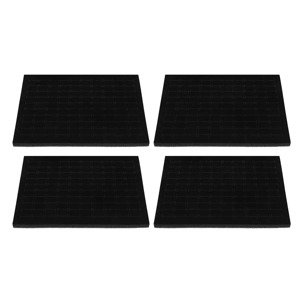 4Pcs Black Foam Ring Storage Inserts for Nail Art Jewelry Rings Earrings Display Organizer Protective Presentation Tray