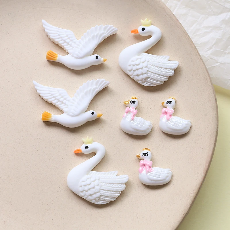 1pcs White Swan Bird Fun And Cute Resin Patch Diy Handmade Jewelry Hairpin Hair Rope Mobile Phone Case Accessories