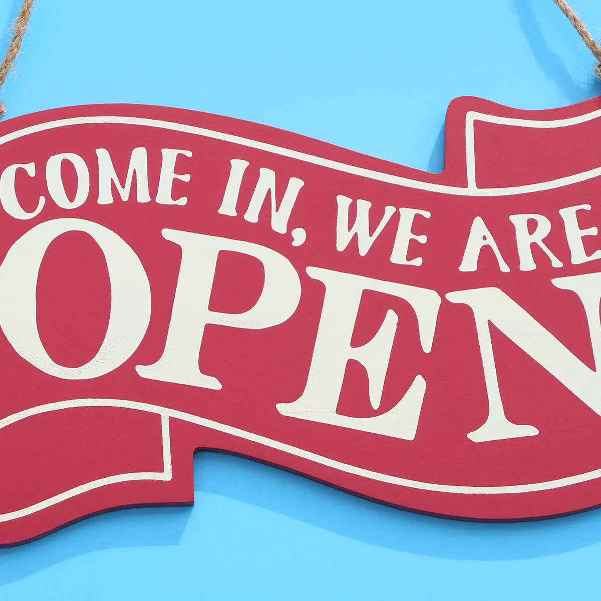 

1pc Wooden Door Sign Double Sided With Hemp Rope For Cafe Restaurant Barber Shop Home Decor Open Door Plate Party Decoration