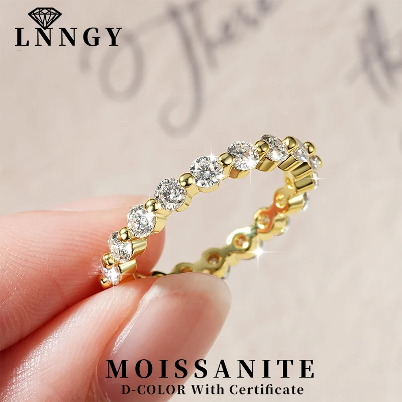 Lnngy Trendy Lab Created Diamond Stackable Engagement Ring For Women Certified VVS1 3mm Moissanite Eternity Rings Jewelry Gift 3