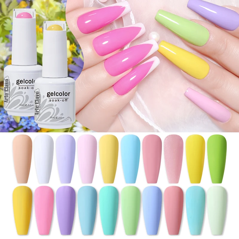 Arte Clavo Transparent Nude Pink Color Jelly Gel Nail Polish Semi Permanent 15ml Top Coat Soak Off UVLED Varnish Nail Art Design