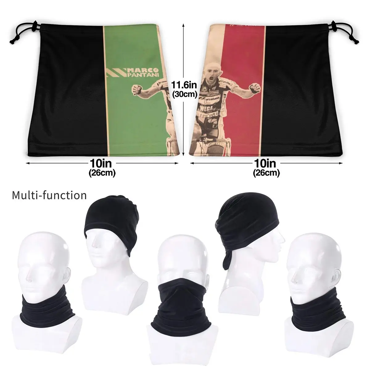 Marco Pantani Ciclismo Campione Il Pirata Cesenatico 3 Microfiber Neck Gaiter Bandana Sjaal Hoofddeksels