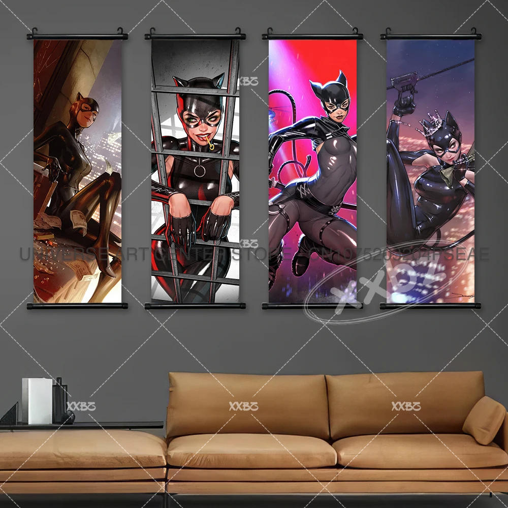 Batman Poster Poison Ivy Hanging Painting Catwoman Home Decoration Joker Harley Quinn Wall Artwork Wonder Woman Scrolls Picture