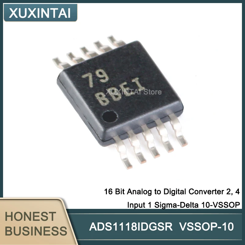 5Pcs/Lot New Original  ADS1118IDGSR ADS1118 16 Bit Analog to Digital Converter 2, 4 Input 1 Sigma-Delta 10-VSSOP