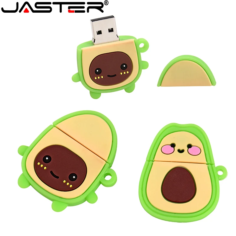 JASTER USB 2.0 Flash Drives 128GB Cute Avocado green USB flash drive Pen drive 64GB 32GB Memory stick Gifts for children U disk