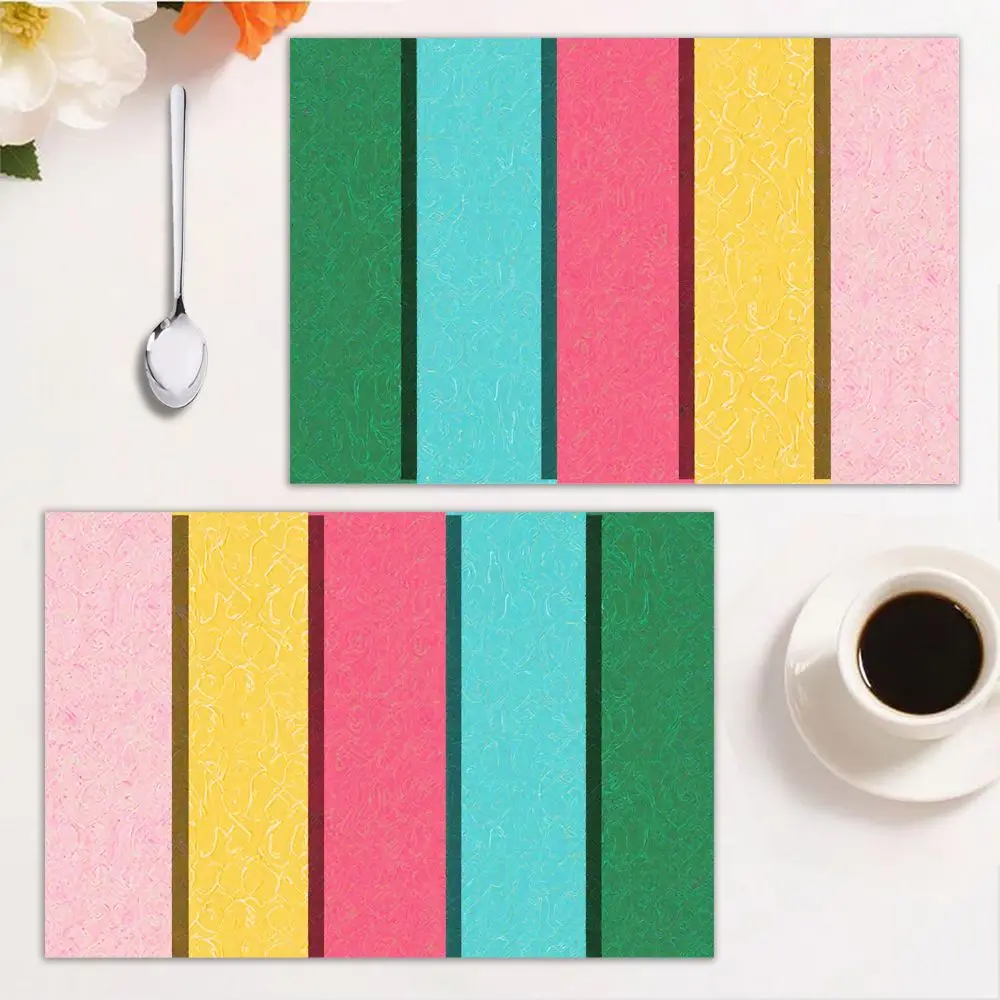 

2pcs Colorful Placemats Striped Design 12×18 Inches Modern Table Mats Home Dining Holiday Celebrations Indoor/Outdoor Use, Heat-
