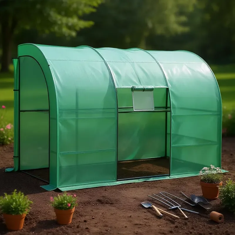 Walk In Lean Greenhouse 10 X 5 X 7 Ft Metal Frame PVC Cover 2 Roll Up Doors for D0100H5H2QJ Plant Nursery Garden Use