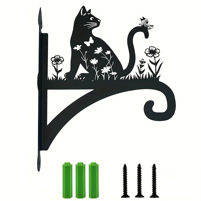 1pc Iron Decorative Bracket with Plant and Bird Feeder Hook - Multifunctional Outdoor Hanging Bracket for Wind Chimes, Lanterns,