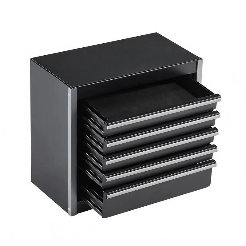 

Steel Storage Chest 8.6-inch For Garage Workshop Home Maintenance, 5 Drawers Ball Bearing Slides EVA Liners PP Feet Pads Heavy-Duty Construction Powder Coated Finish Black