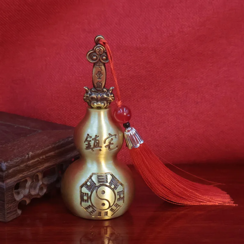 Brass Inlaid Seven-Star Ornament, Sword Care Pot Accessory, Small Gourd, Handmade Hanging Decoration, Chinese-Style Orname