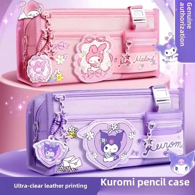 Sanrio Kuromi Series Cartoon Animation Large Capacity Pencil Case Children Pencil Storage Stationery Box Good Looking Wholesale