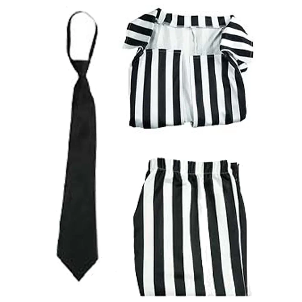 Adult Women Halloween Horror Scray Cosplay Role Play Black White Vertical Stripes Suit Stage Costume Fantasy Outfits