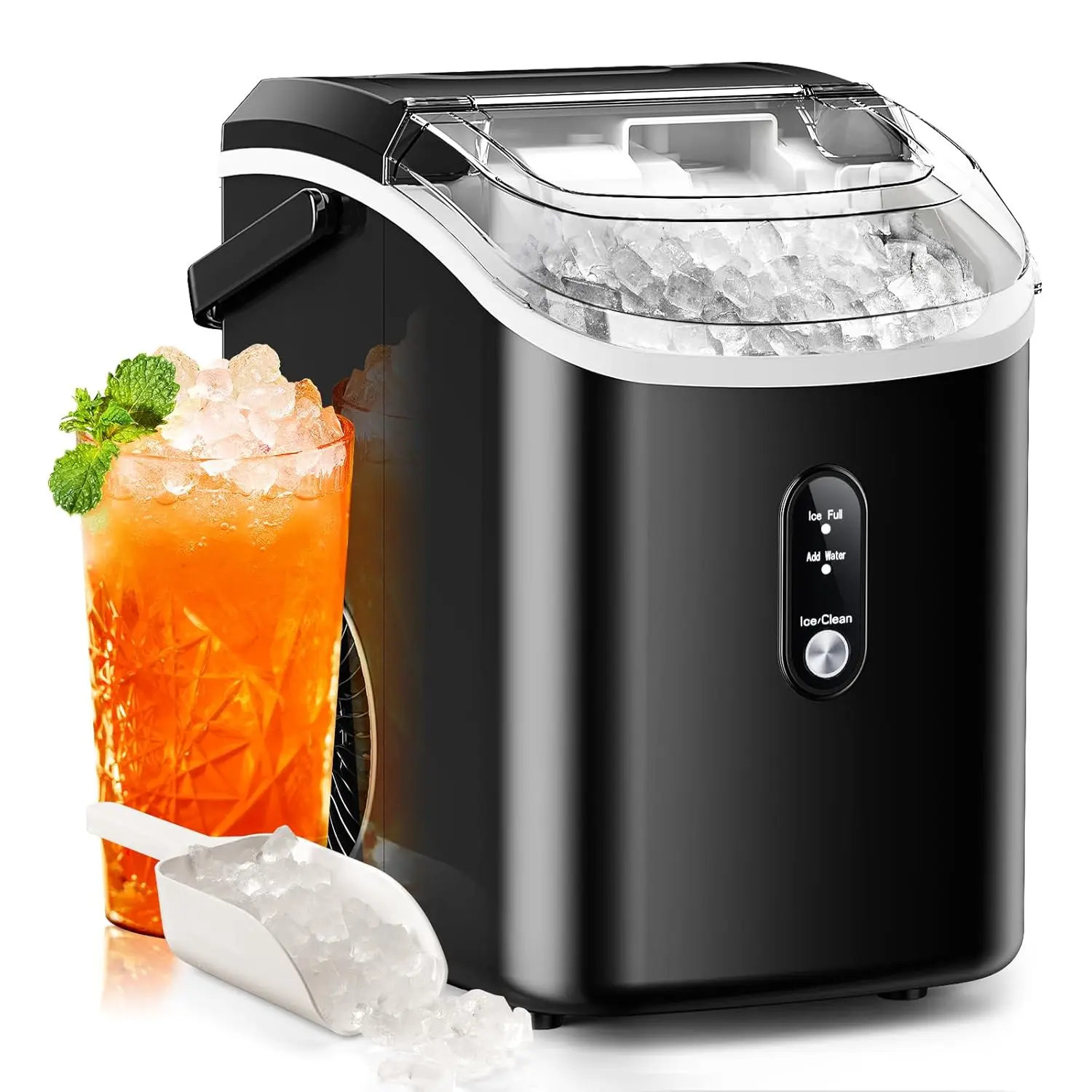 Ice Makers Countertop with Soft Chewable Pellet Ice, 7 Mins Ice Making, 35.5Lbs/24Hrs, Pebble Ice Maker Machine with Self