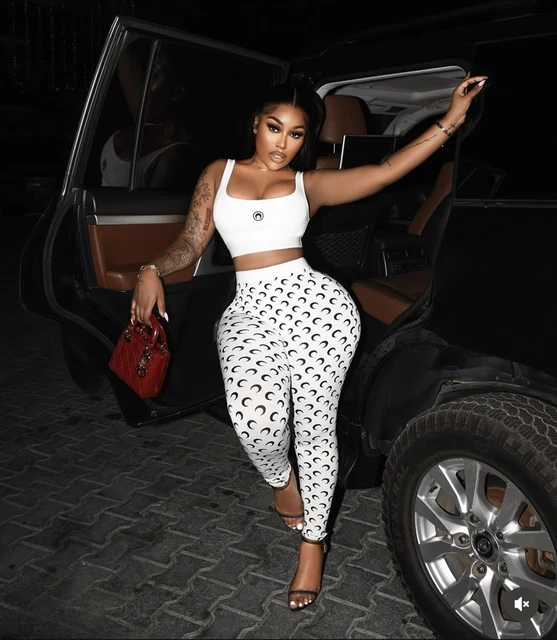 STYLISH LADY Moon Printed Sports 2 Piece Set Women Sleeveless Crop Top and Skinny Pant Suits 2025 Summer Street Fitness Outfits 2 Stylish Lady Moon Printed Sports 2 Piece Set Women Sleeveless Crop Top and Skinny Pant – view 2