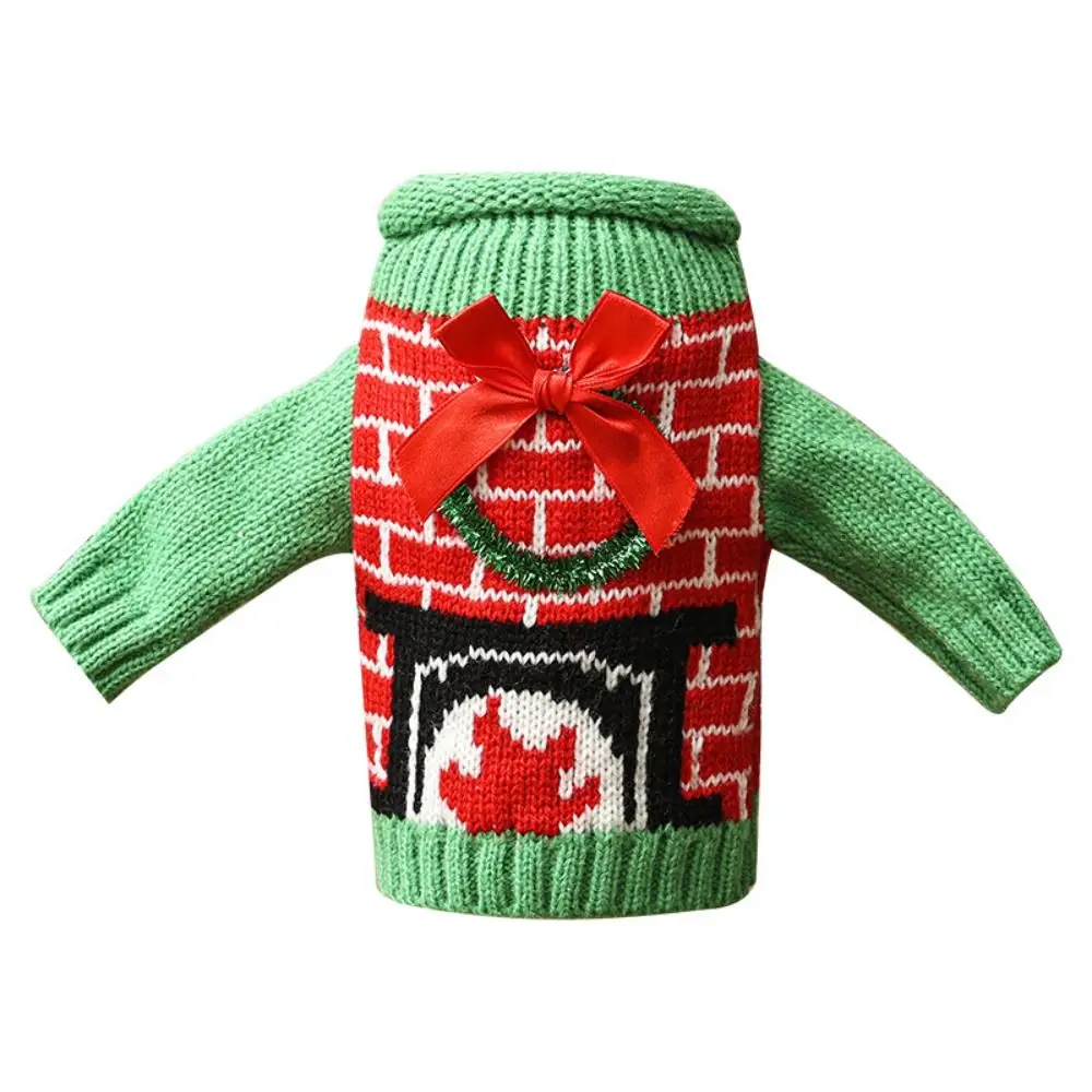 Elk Wine Bottle Cover Reusable Cover with Mini Santa Hat Christmas Knitted Bottle Cover Reindeer Santa Claus Beer Bottle Cover