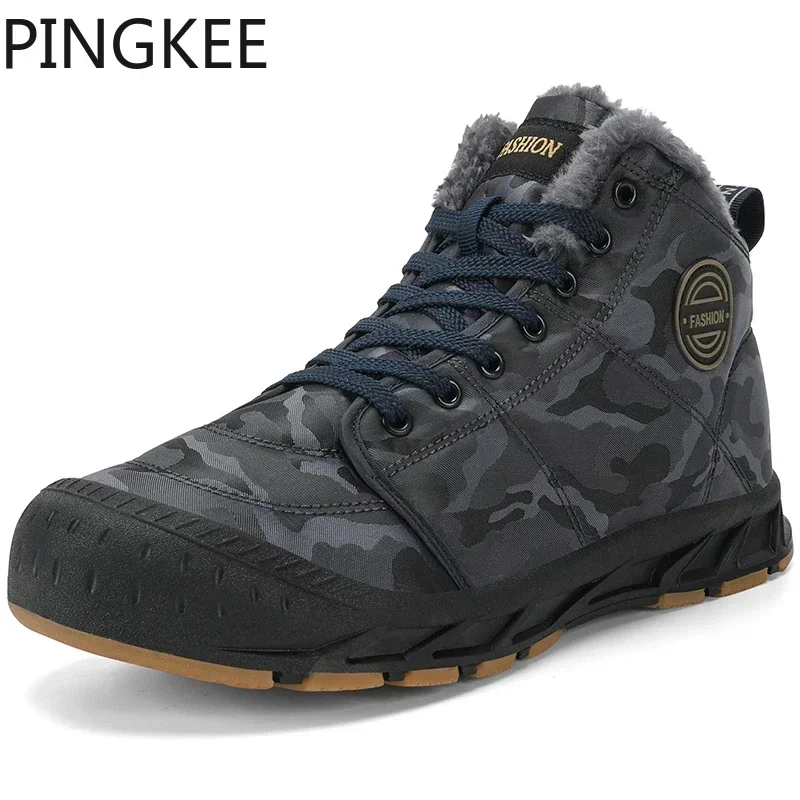 PINGKEE VENOCON Wide Casual Athletic Leather Shoes Men Women Winter Thermal Plush Hiking Trail Snow Boots Sneakers Footwear Man