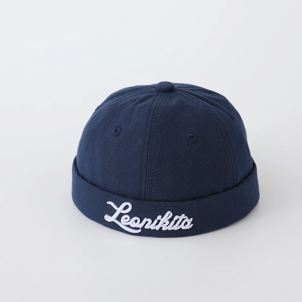 Children's handwritten English embroidery cap with soft cotton brimless design.Suitable for street performances and role-playing view 2