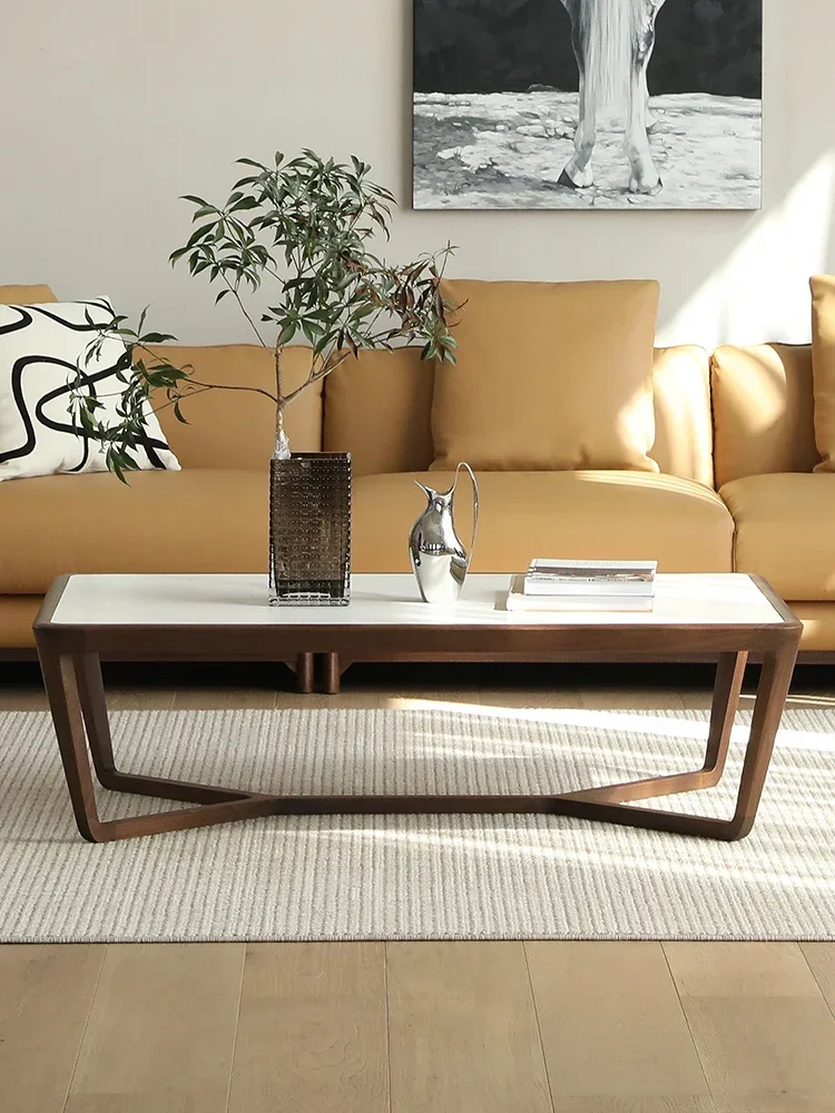 Coffee Table Minimalist Stone Plate Tea Table Living Room Home Solid Wood Tatami Tea Table