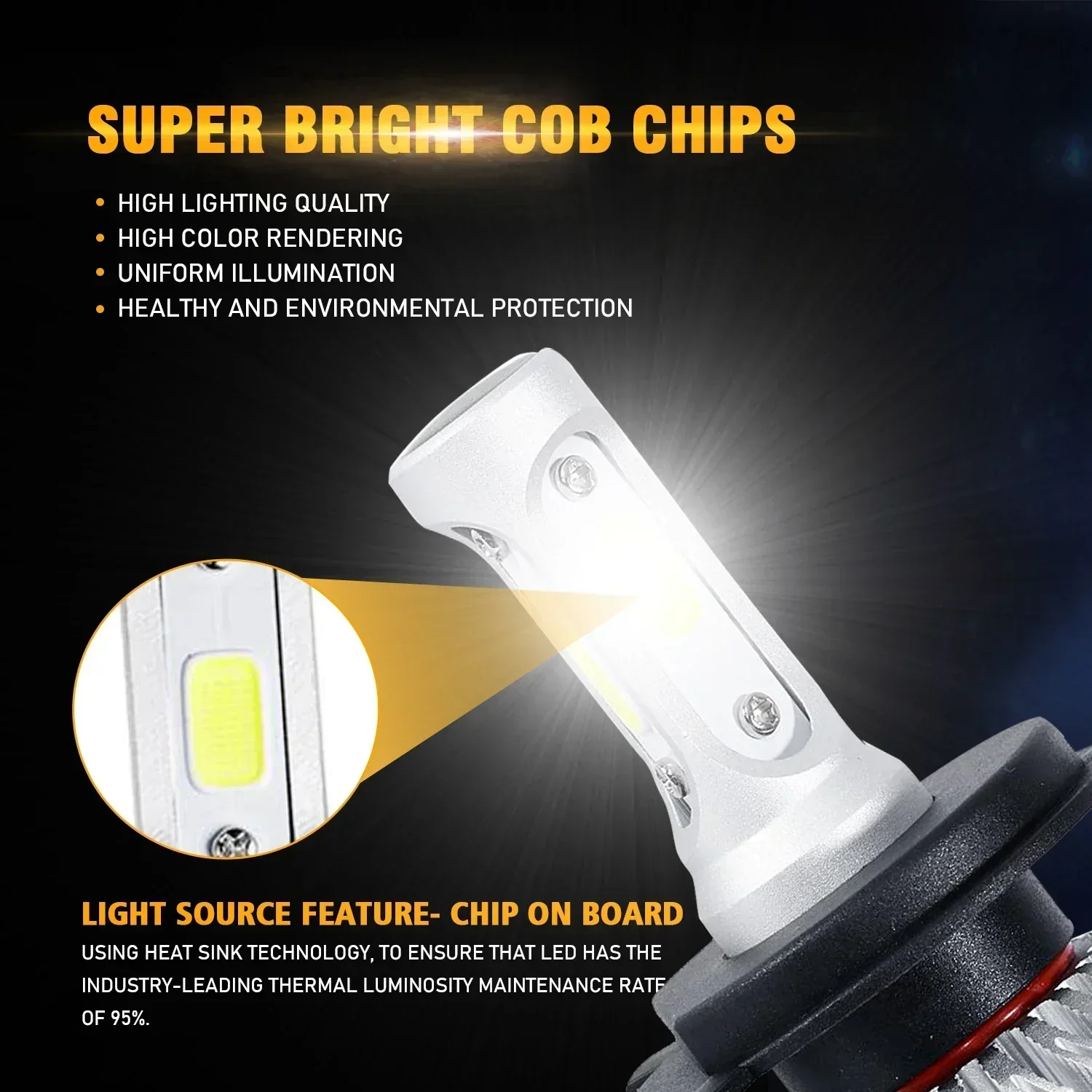 Auxbeam 72W 8000lm Car LED Headlight Bulbs H7 H1 H3 9005 9006 9012 COB Auto Headlamp Car Light 8000lm 6500K Series F-S2