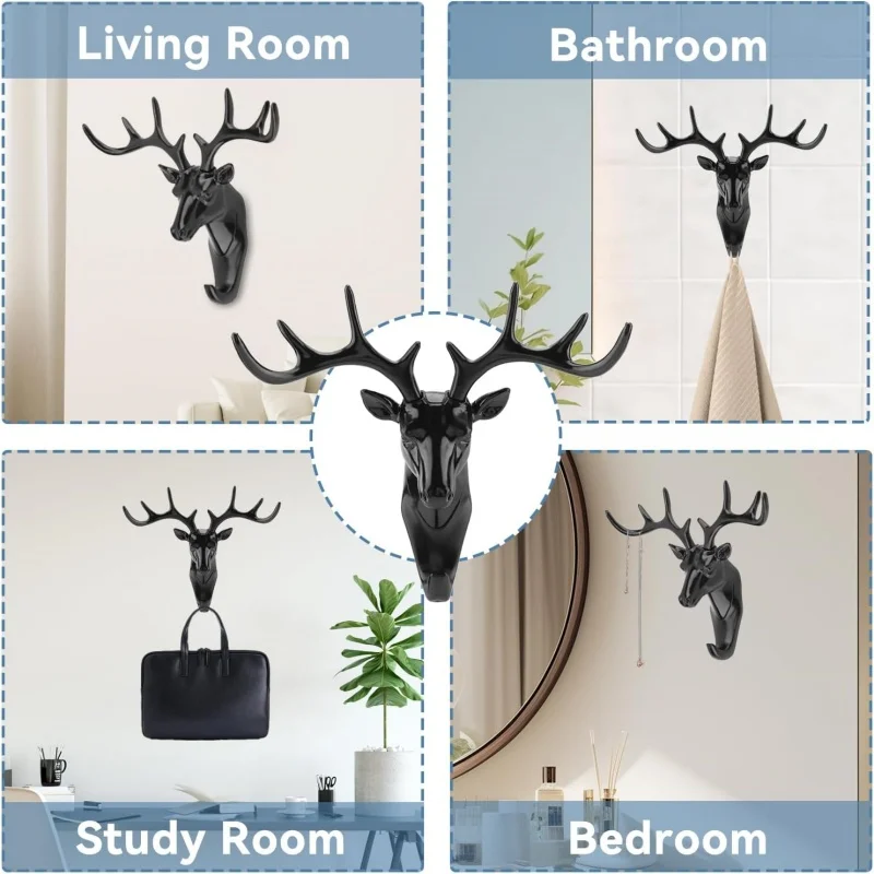 Animal Modeling Hooks Creative Vintage Wall Hanging Hook Hanging Clothes Hat Scarf Key Deer Horns Hanger Rack Walls Decoration