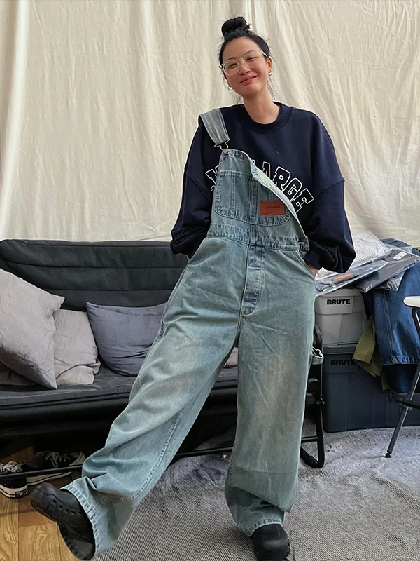 بنطلونات دنيم ممزقة بأسلوب رجعي للنساء - موضة الخريف والشتاء - مقاس كبير - بنطلونات قطعة واحدة للنساء ذات المقاسات الكبيرة #2