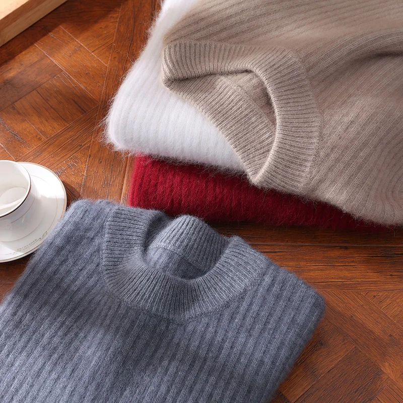 

Autumn Winter Women's O-neck Pullover Loose Soft Warm 100% Merino Wool Knitwear Casual Style Cashmere Sweater Knit Jumper Tops