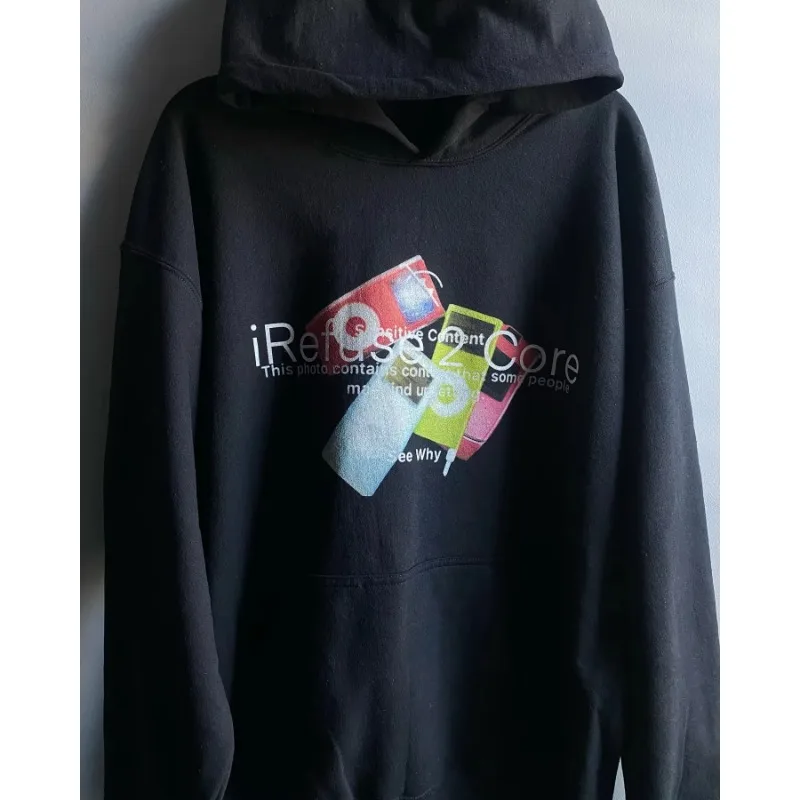 Harajuku Y2k Clothes Casual Music Player Hoodies Women Grunge Streetwear Sweatshirt Tops Goth Oversized Hoodie Men Clothing