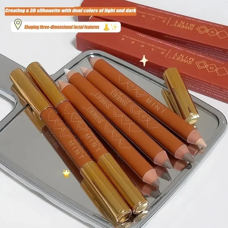 Double Head Highlighting Contour Stick Face Contour Pen Matte White Face Bronzers Brightening Skin Tone Concealer Pencil Makeup