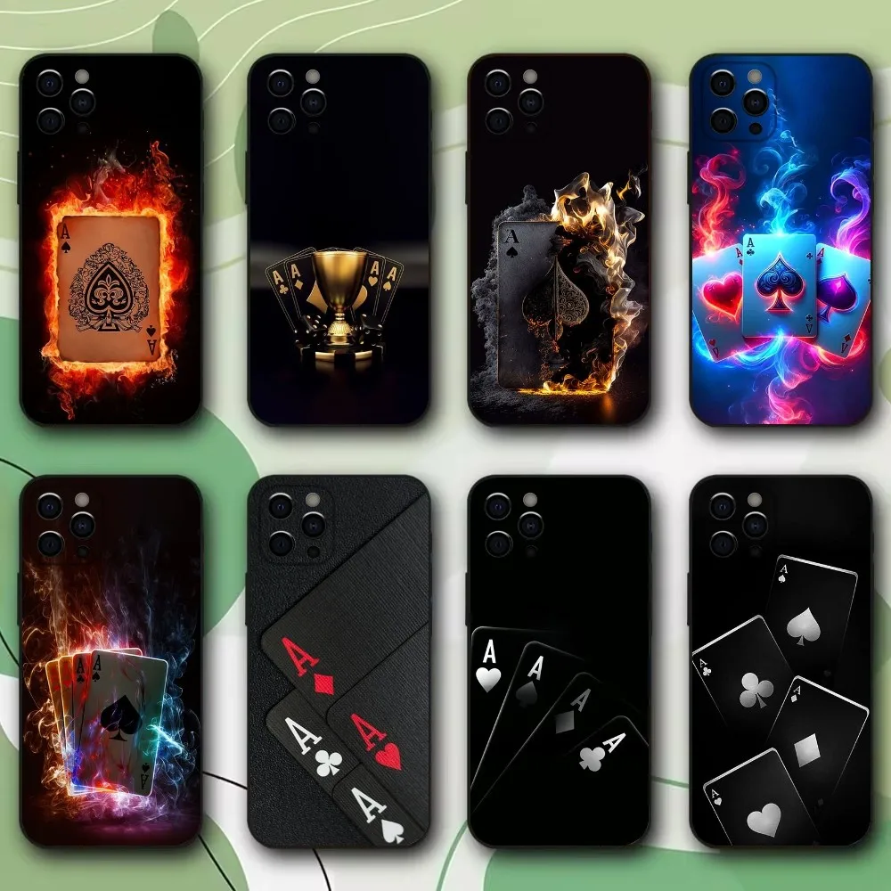 

Spades Poker Play Cards Ace Art Phone Case For Apple iPhone 15,14,13,12,11,Pro,X,XS,Max,XR,Plus,Mini Soft Black Cover