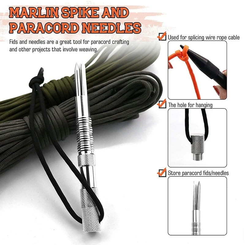 4 Pcs Marlin Spike with Lacing Needles/Fids for Paracord or Leather Work Paracord FID Set Paracord Stitching Needles