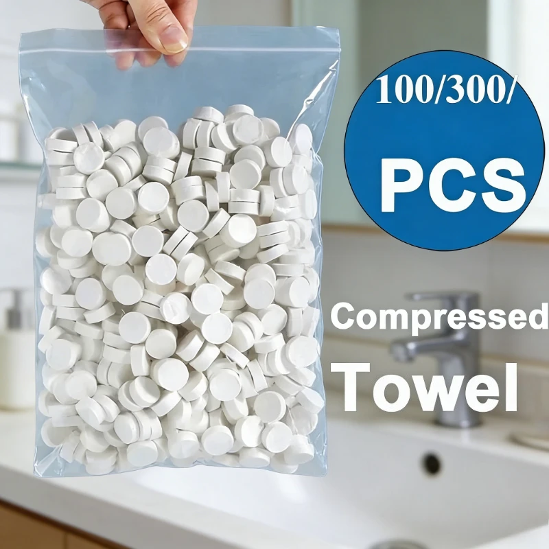 100/300PCS Disposable Compressed Towels Cotton Face Towels Portable Travel Compressed Face Cloths for Home and Daily Use