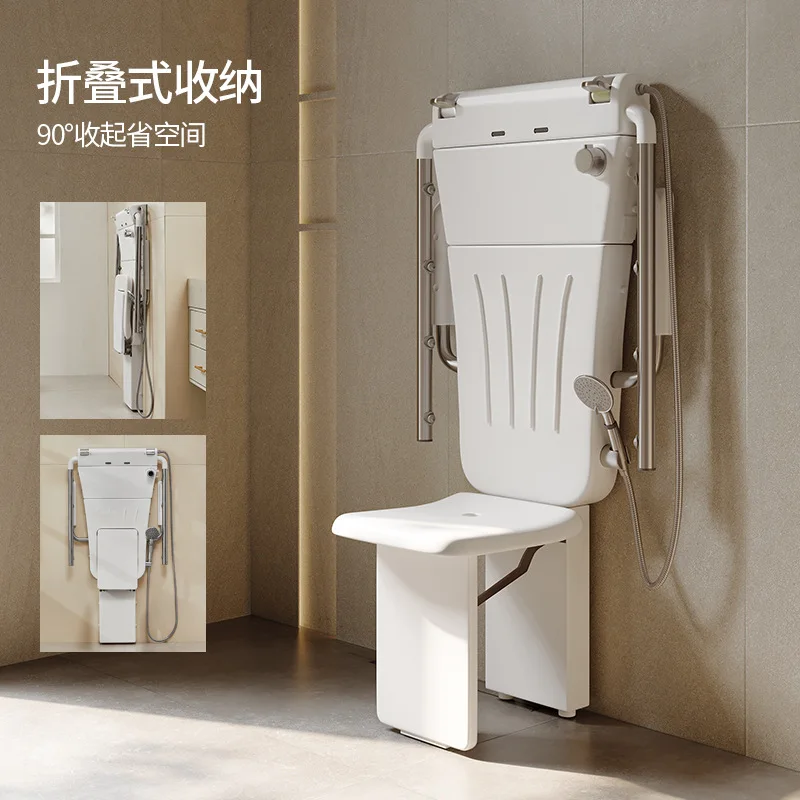 Sitting Shower The Elderly Constant Temperature Folding Seat Multi-function Wall-mounted Bath Machine Folding Shower Armrest