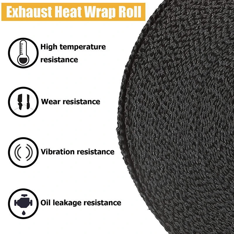 1.5M Roll Heat Shield Motorcycle Exhaust Thermal Tape Header Pipe Heat Wrap Tape Thermal Protection with Stainless Ties view 3