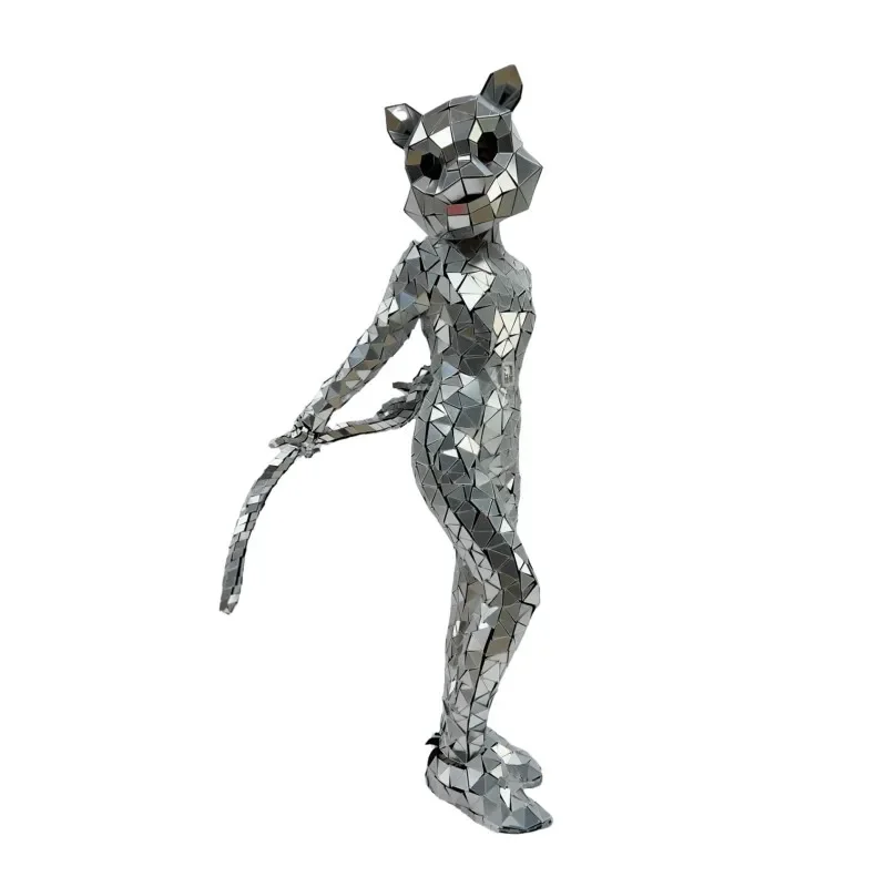 SV02 Cosplay Wears Gold Mirror Cat Men Stage Dance Costume Park  Performance Show Dress Silver Glass Female Jumpsuit Catwalk Bar