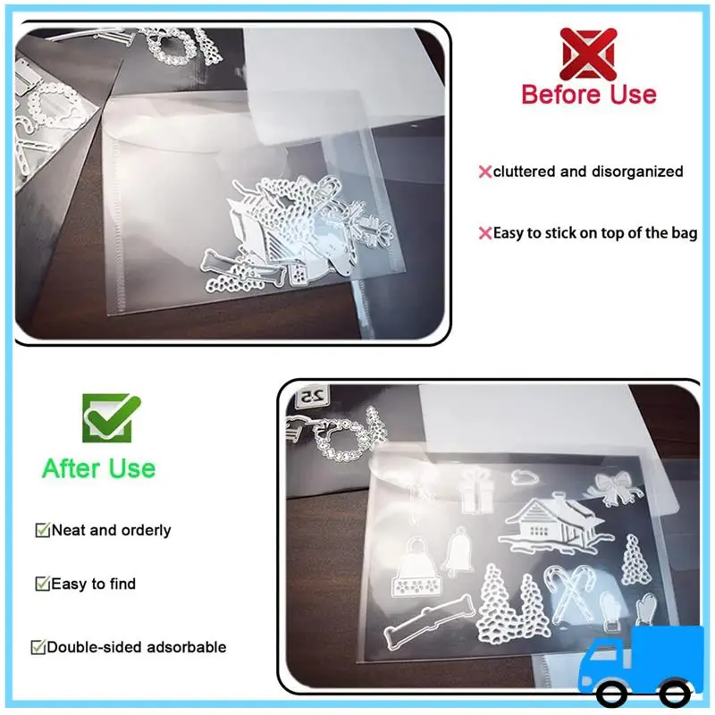

Latest 40 PCS Mold -Cut Storage Bags With Rubber Magnetic Sheets And Labels Clear Resealable Plastic Storage Pocket