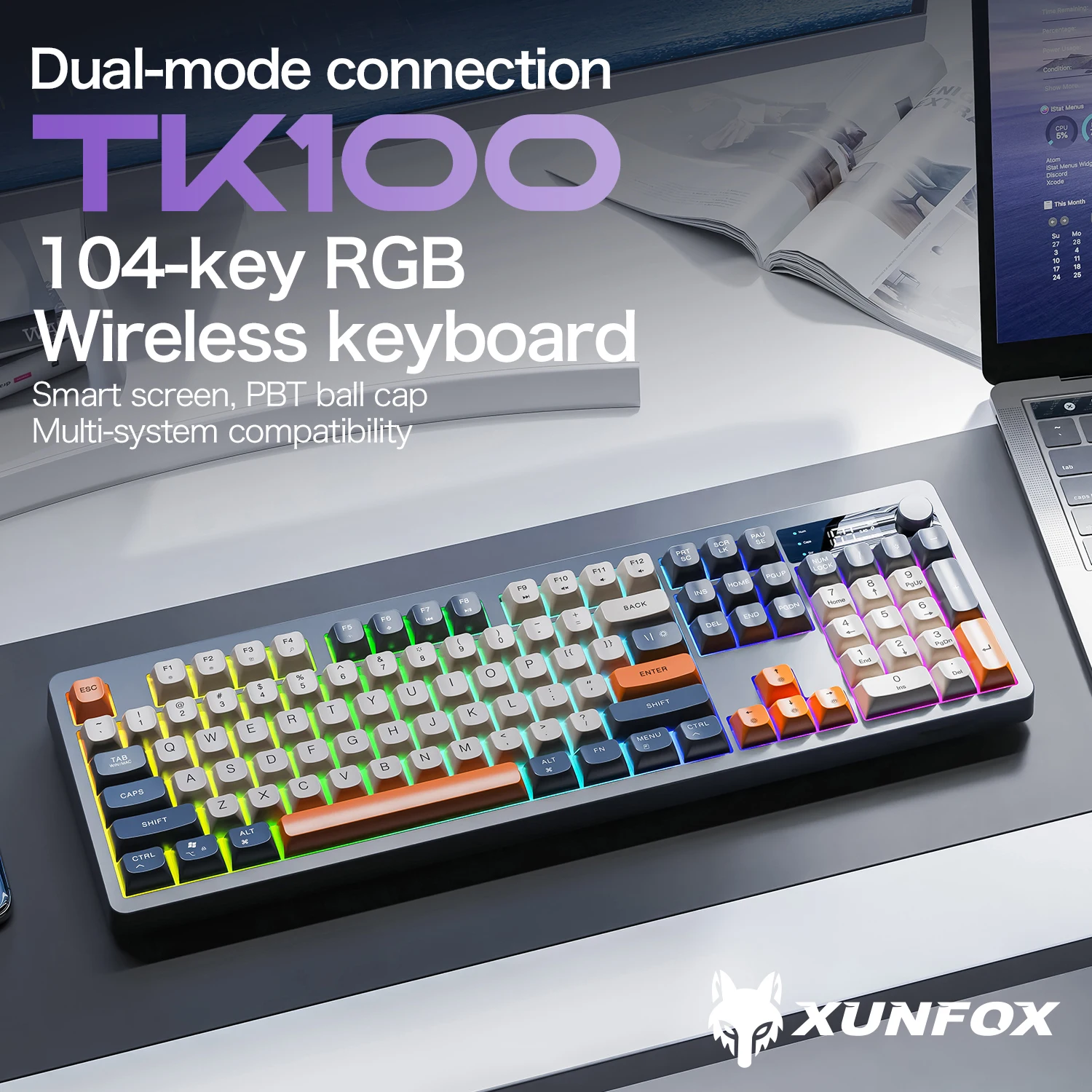 

XUNFOX TK100 беспроводная клавиатура 2,4 Bluetooth двухрежимная игровая бесшумная универсальная клавиатура для офисного ноутбука