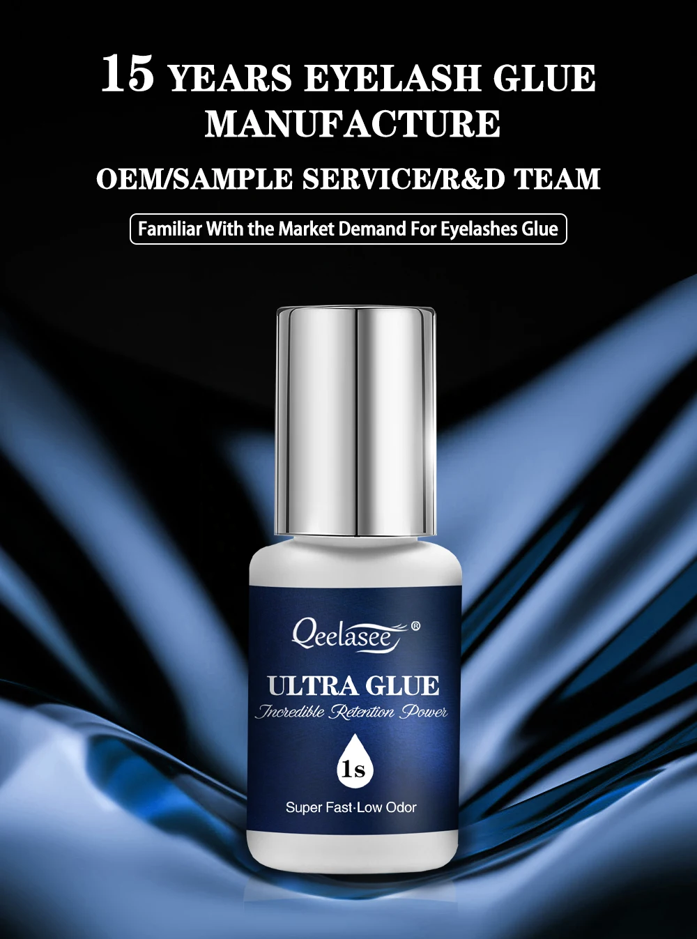 Qeelasee Professioneller Wimpernkleber 1s, schnell trocknend, wasserdicht, langlebig, mildes Wimpernverlängerungs-Make-up für den Salon – Detail 1