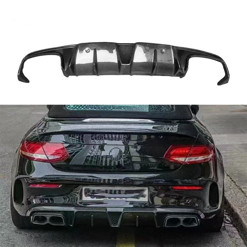 W205 C63 Carbon Fiber BB Style Rear Diffuser Lip Rear Bumper Lip for   C Class C63 Coupe 2014-2021