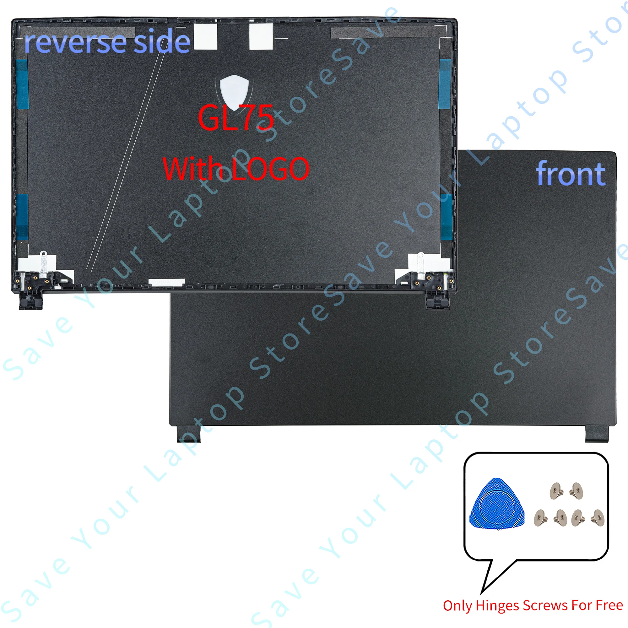 Imagem -03 - Substituição da Carcaça do Portátil Tampa Traseira do Lcd Dobradiças da Moldura Peças do Caderno para Ge75 Raider 8re Gp75 Gl75 Ms17e2 17e5 17e7 Novo