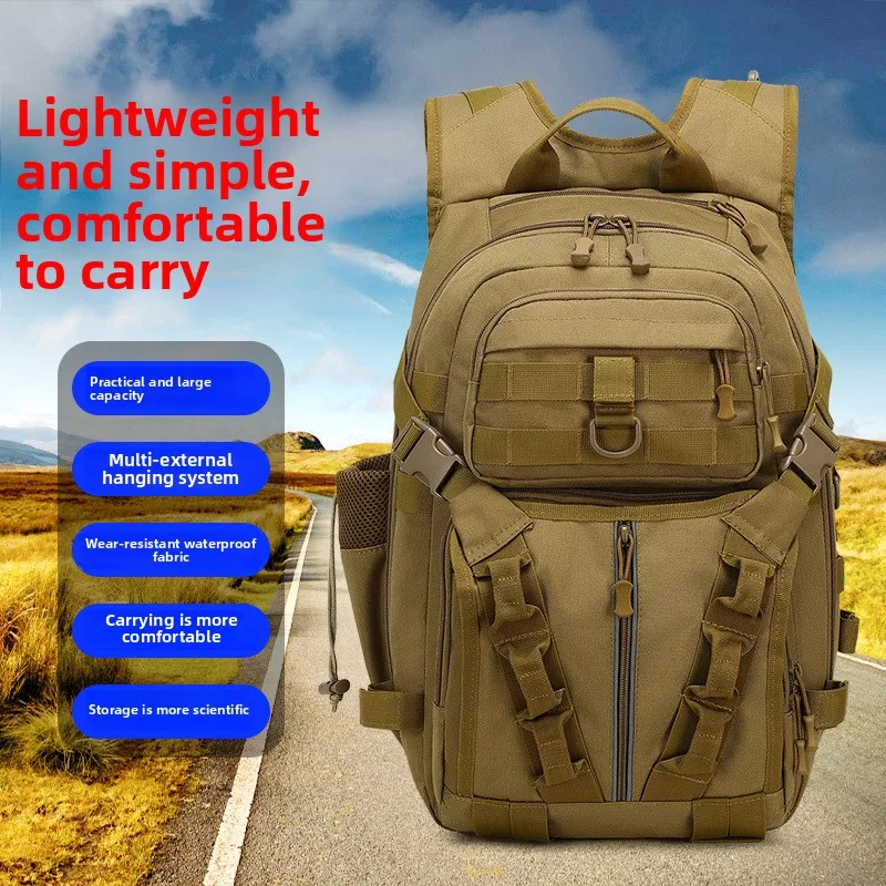 

Large-capacity travel outdoor hiking bag, multi-compartment tactical backpack, multi-functional fishing men's backpack