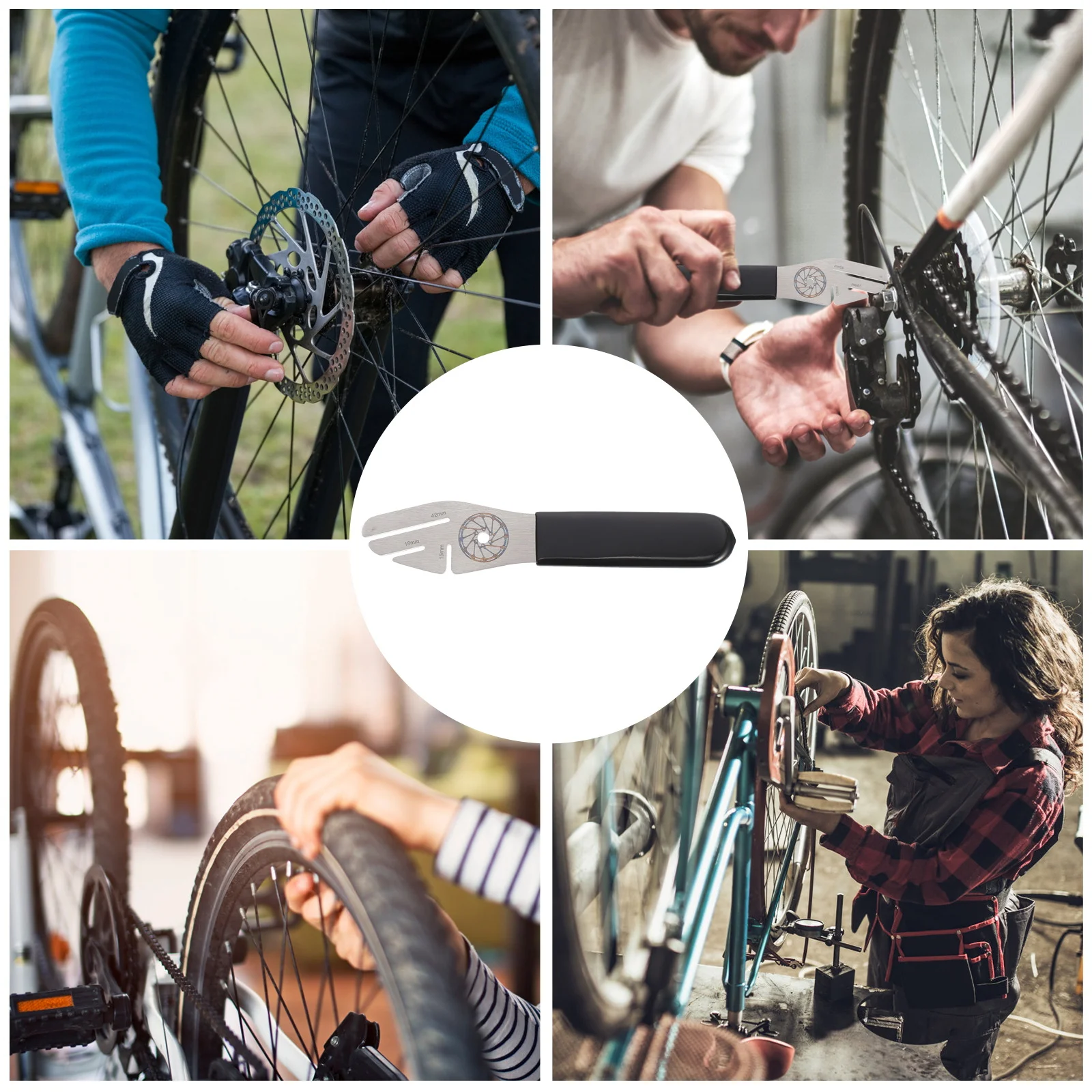 1pc Adjustable Wrench Stainless Steel Durable Bike Repair Tool Household Brake Wrench Disc Rotor Alignment Truing Tool Repair