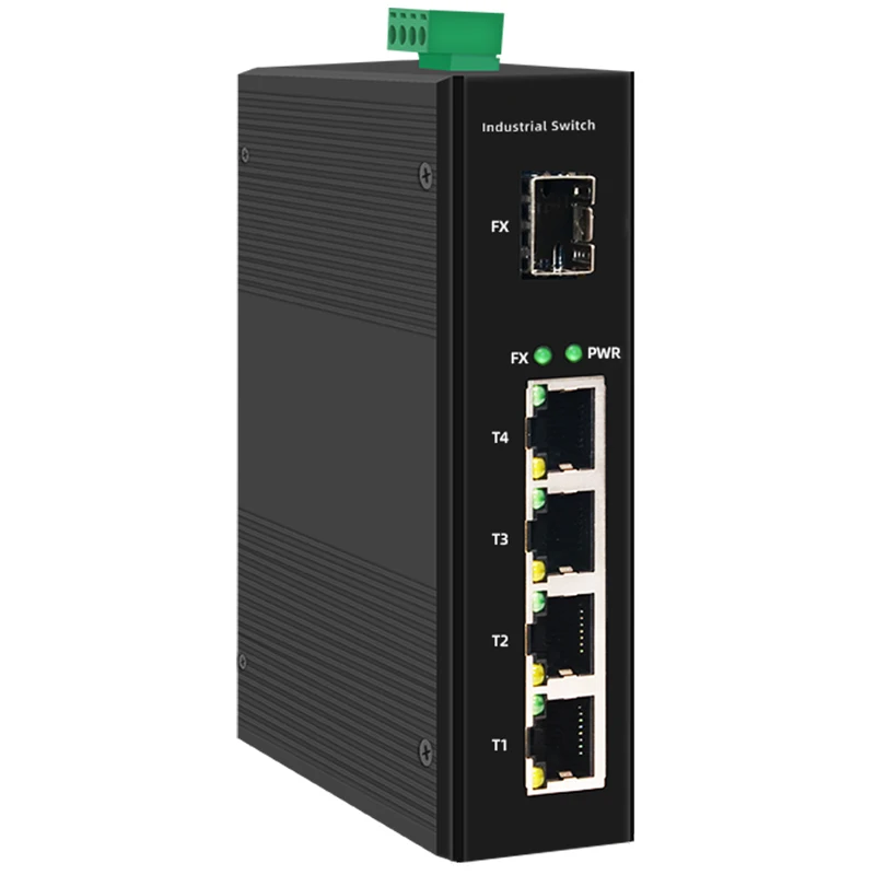 Onti-産業用ギガビットファイバースイッチ、sfp 10 / 100 mbpsイーサネットスイッチ、4ge 1(2) sfp-40〜85 ⅞ c din-rail ip40 6kv、5/6ポート