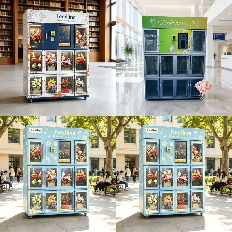 Automatic Flower Vending Machine for Mall Hospital Street 24H Smart Fresh Flower Dispenser with Multi Payment Cash Coin Card