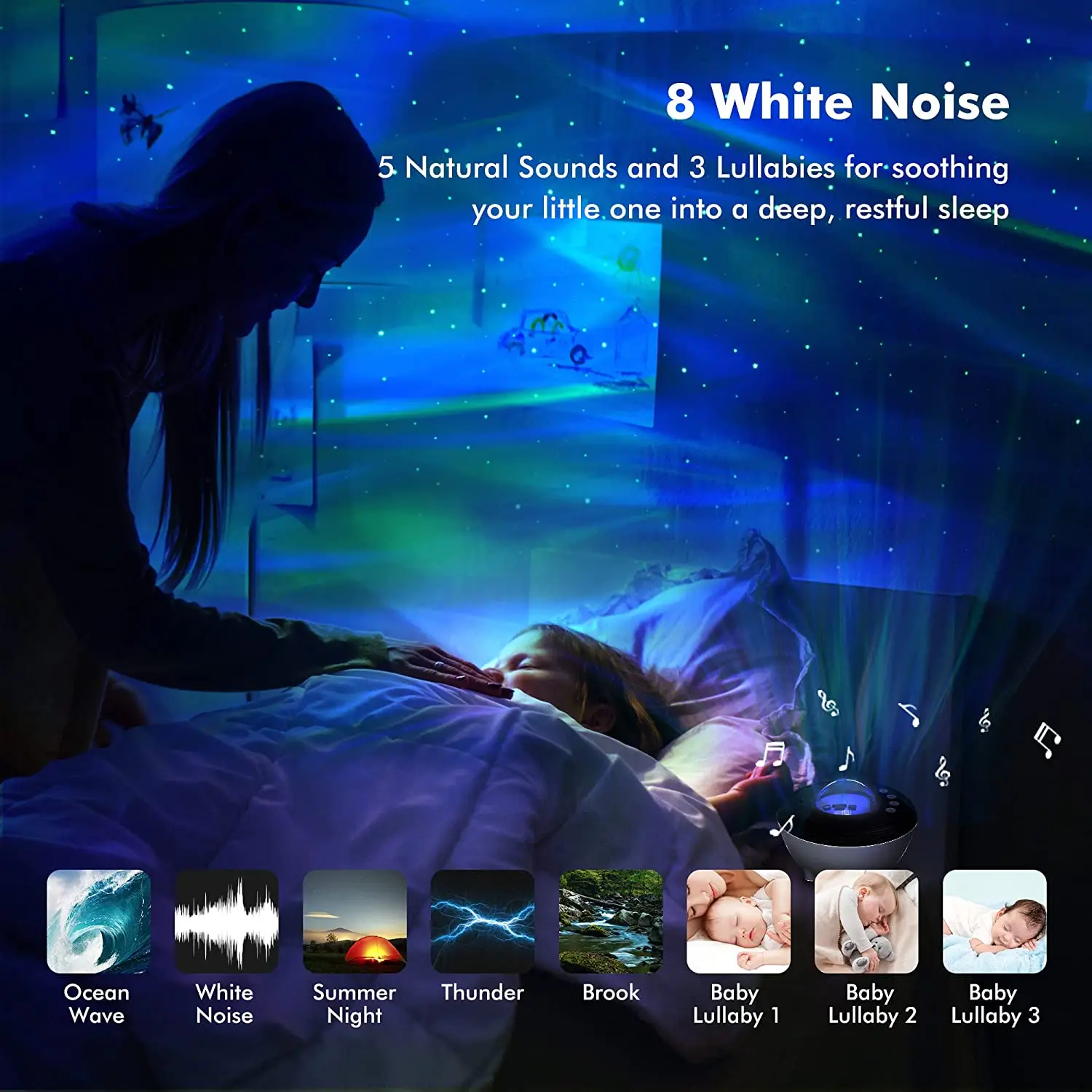 Smart Galaxy Starry Projector with Alexa Compatible & Timing, Bluetooth Speaker, White Noise Aurora Projector Night Light