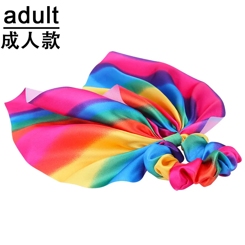 Haarschmuck mit Schleife Haar gummis Mädchen Frauen elastisches Haar Gummibänder elastisches Regenbogen band Haar Scrunchie Pferdes chwanz halter